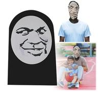 Feizikaw Maskerade Face Mask Women Funny Funny Expression Pack Human Face Pattern Tricky Headgear Cycling Sunscreen Toy A 4 (Black, 36X24CM)