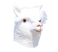 Feizikaw Masks Costume Party Horse Goats Style Latex Toys Halloween Head Prop Animal Halloween Latex Mud Horse Headgear Cos Quirky Holiday Party Performance Props (White, One Size)