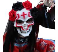 Feizikaw Masquerade For Women Day Of The Dead Halloween Full Face Headgear Costume Props Party Makeup Funny Cosplay Props (A-A, 27cm)