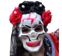 Feizikaw Masquerade For Women Day Of The Dead Halloween Full Face Headgear Costume Props Party Makeup Funny Cosplay Props (B-A, 27cm)
