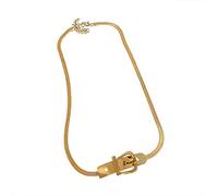 Feizikaw Necklaces for Women Cool Wind Belt Buckle Hip Hop Collarbone Chain Female Necklace Temperament Choker Accessories