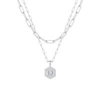 Feizikaw Necklaces for Women Pendant Dainty Silver Initial Necklaces For Women Silver A Z 26 Alphabet Initial Teen Girls Jewelry