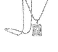 Feizikaw Necklaces for Women Pendant Initial Letter Pendant Necklace Silver Plated Chain Necklace Initial Necklaces For Women And Men