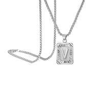 Feizikaw Necklaces for Women Pendant Initial Letter Pendant Necklace Silver Plated Chain Necklace Initial Necklaces For Women And Men