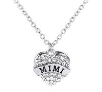 Feizikaw Necklaces for Women Pendant Mom Daughter Grandma Teacher Heart Necklace Letter Dainty Necklaces For Women Family Ceystal Rhinestone Necklace