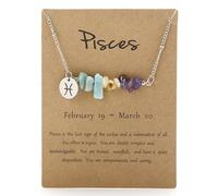 Feizikaw Necklaces for Women Pendant Original Stone Necklace Original Design 12 Constellations Gravel Combination Necklace Stainless Steel Pendant