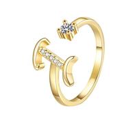 Feizikaw Promise Rings For Women 26 English Alphabet Ring For Women Versatile Open Ended Adjustable Ring Valentine's Day Valentine's Day Gift Couple Giving Each Gifts (I, One Size)