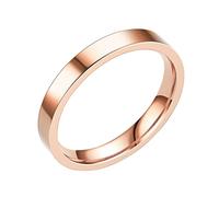 Feizikaw Ring For Women 3MM Stainless Steel Solid Rings Wedding Band Rings For Women Men Smooth Geometry Size 6 13 (Rose Gold,10)