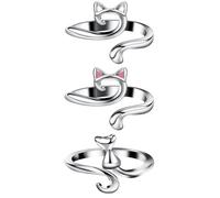 Feizikaw Rings For Women 3pcs Knitting Crochet Loop Ring For Fingers Metal Open Yarn Gui De Crochet Rings Adjustable Braided Faster Knitting Thimbles Holders Accessories (Silver, 6x5x2cm)