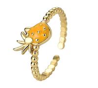 Feizikaw Rings For Women Fruit Pineapple Ring Jewelry Fruit Accessories Minimalist Style Fashion Versatile Ring Opening Can Be Adjusted Jewelry Gifts (Gold,One Size)