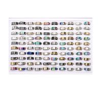 Feizikaw Rings Set for Women 50Pcs Fashion Stainless Steel Heart Rhinestone Band Rings For Women Men Mix Style Party Jewelry