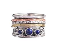 Feizikaw Rings Set for Women Ring Imitation Meditation Lazuli Openwork Ornament Ring Bohemian Lazuli Rings Engagement Wedding for Women