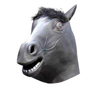 Feizikaw Scary Masks for Adults Party Horse Style Latex Toys Halloween Head Prop Animal Halloween Latex Mud Horse Headgear Cos Quirky Holiday Party Performance Props (Black, One Size)
