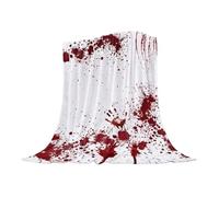 Feizikaw Sherpa Fleece Throw Blanket Blood Throw Flannel Blanket Bloody Handprint Red Blood White Cozy Bed Lightweight Fuzzy Bed For Bedroom Sofa Couch Living Room