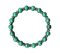 Feizikaw Silver Bracelets 10mm Beads Malachite Bracelet - Natural Stone and Beaded Bracelet - Luck and Fortune USA Meaningful (Green, length-20cm)
