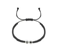 Feizikaw Silver Charm Bracelet 26 Letters Handmade Braided Couple Bracelet Letter Round Braided Luminous Letter Length Adjustable For Boys And Girls (G, 16-26cm)