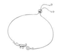 Feizikaw Silver Charm Bracelet Silver Cat And Charm Bracelet Hugging Glossy Pet Cat Drawstring Design (, One Size)