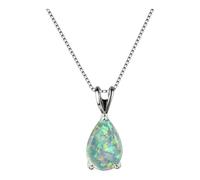 Feizikaw Silver Necklace Elegant 5 Styles Opal Pendant Necklaces With Unique Droplet Designs Gemstone Jewelry For Women Fashionable For Her Ready To (C, 145CM)