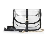 Feizikaw Sling Bag Clear Saddle Body Bag Women Chain Shoulder Handbag Purse (Clear, One Size)