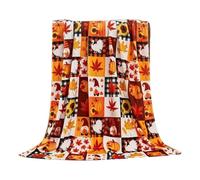 Feizikaw Sofa Throw Blanket Cozy Autumn Throw Blanket Featuring Seasonal Pumpkins Turkeys Gnomes Sunflowers And Plaid Patterns For Couch Bed Sofa Thanksgiving Halloween