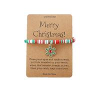 Feizikaw Sterling Silver Bracelet For Women Christmas Bracelet Card Merry Christmas Wish Stackable Beaded Bracelets Jewelry For Mom Daughter Sister (B, 18cm)