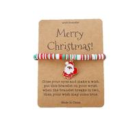 Feizikaw Sterling Silver Bracelet For Women Christmas Bracelet Card Merry Christmas Wish Stackable Beaded Bracelets Jewelry For Mom Daughter Sister (E, 18cm)