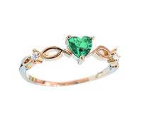 Feizikaw Wedding Rings For Women La A Forma Piedra Novia De Con Corazón Anillo De Mujer Romántico Circonio Joyería Sortija Cumpleaños Con Dedo Rings (Green, 8)
