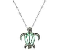 Feizikaw Women Necklace Glow In The Dark Necklace Silver Plated Glowing Sea Turtle Glowing Glow Pendant Halloween Jewelry