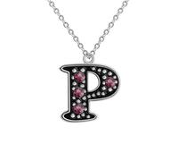 Feizikaw Women Necklaces Black Oil Color 26 English Surname Letter Pendant Copper Material Fashion Versatile Clavicle Chain Birthday Gift Pendant Jewelry Party Date Necklace