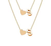 Feizikaw Women Necklaces Initial Heart Necklace Bracelet Set Gold Plated Initial Necklace A Z 26 Alphabet Letter Dainty Bracelet For Women