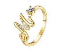 Feizikaw Womens Rings 26 English Alphabet Ring For Women Versatile Open Ended Adjustable Ring Valentine's Day Valentine's Day Gift Couple Giving Each Other Gifts (M,One Size)