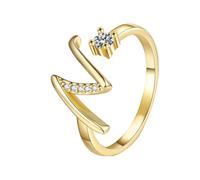 Feizikaw Womens Rings 26 English Alphabet Ring For Women Versatile Open Ended Adjustable Ring Valentine's Day Valentine's Day Gift Couple Giving Each Other Gifts (N,One Size)