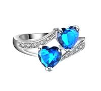 Feizikaw Womens Rings Cute Rings For Women Silver Cubic Zirconia Ribbon Mini Bow Knot Wedding Promise Plated Engagement Stackable Wedding For Her Birthday Mini Present (Sky Blue, A)