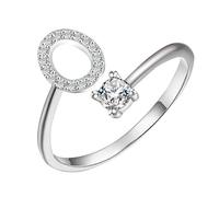 Feizikaw Womens Rings Initial Letter Rings For Women Adjustable Dainty Initial Letter Silver Jewelry For Women Girls (O, 字母 0 9x0 5cm)
