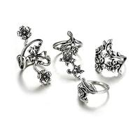 Feizikaw Womens Rings Rings Bohemian Above Set Blue 4pcs/ Set Stack Women Silver (Silver,One Size)