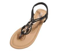 Feizikaw Women's Summer Sandals Casual Comfortable Mid Heel Flip Flops For Beach Walking Dating Work Slip On Toe Post Pure Color (Black, 6)