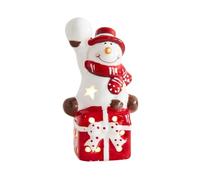 Feizikaw Xmas Table Decorations Enchanting Santa Reindeer Snowman Glowing Ceramic Tabletop Ornament For Festive Window Display And Scene (Red, 13cm)