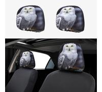 FekiLoot 2 PCS Car Seat Headrest Covers, Breathable Auto Elastic Seat Headrest Protector Arctic Owl Vehicle Interior Accessories Protector Universal Fit Most Cars Sedan SUV