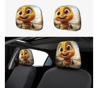 FekiLoot 2 PCS Car Seat Headrest Covers, Breathable Auto Elastic Seat Headrest Protector Bee Vehicle Interior Accessories Protector Universal Fit Most Cars Sedan SUV