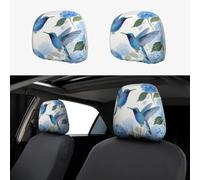 FekiLoot 2 PCS Car Seat Headrest Covers, Breathable Auto Elastic Seat Headrest Protector Blue Birds Vehicle Interior Accessories Protector Universal Fit Most Cars Sedan SUV