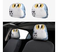 FekiLoot 2 PCS Car Seat Headrest Covers, Breathable Auto Elastic Seat Headrest Protector Cartoon Owl Snow Vehicle Interior Accessories Protector Universal Fit Most Cars Sedan SUV