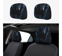 FekiLoot 2 PCS Car Seat Headrest Covers, Breathable Auto Elastic Seat Headrest Protector Cool Cyan Black Wolf Vehicle Interior Accessories Protector Universal Fit Most Cars Sedan SUV