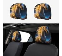 FekiLoot 2 PCS Car Seat Headrest Covers, Breathable Auto Elastic Seat Headrest Protector Cool Running Horse Vehicle Interior Accessories Protector Universal Fit Most Cars Sedan SUV