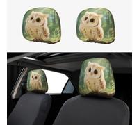 FekiLoot 2 PCS Car Seat Headrest Covers, Breathable Auto Elastic Seat Headrest Protector Cute Owl Cub Vehicle Interior Accessories Protector Universal Fit Most Cars Sedan SUV