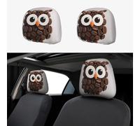 FekiLoot 2 PCS Car Seat Headrest Covers, Breathable Auto Elastic Seat Headrest Protector Cute Owl Vehicle Interior Accessories Protector Universal Fit Most Cars Sedan SUV