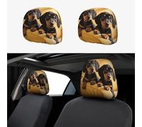 FekiLoot 2 PCS Car Seat Headrest Covers, Breathable Auto Elastic Seat Headrest Protector Cute Two Dachshund Dog Vehicle Interior Accessories Protector Universal Fit Most Cars Sedan SUV