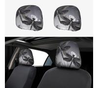 FekiLoot 2 PCS Car Seat Headrest Covers, Breathable Auto Elastic Seat Headrest Protector Dragonflies Grey Vehicle Interior Accessories Protector Universal Fit Most Cars Sedan SUV