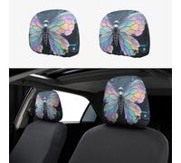 FekiLoot 2 PCS Car Seat Headrest Covers, Breathable Auto Elastic Seat Headrest Protector Fish Scale Butterfly Vehicle Interior Accessories Protector Universal Fit Most Cars Sedan SUV