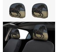 FekiLoot 2 PCS Car Seat Headrest Covers, Breathable Auto Elastic Seat Headrest Protector Horse Vehicle Interior Accessories Protector Universal Fit Most Cars Sedan SUV