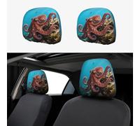 FekiLoot 2 PCS Car Seat Headrest Covers, Breathable Auto Elastic Seat Headrest Protector Octopus Vehicle Interior Accessories Protector Universal Fit Most Cars Sedan SUV
